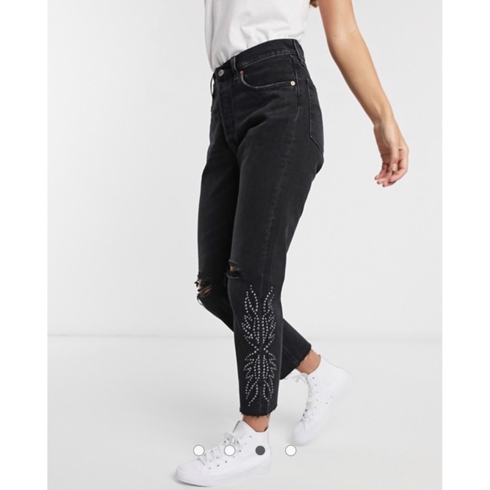 Levi's Black Cropped Jeans with Embellished Detail